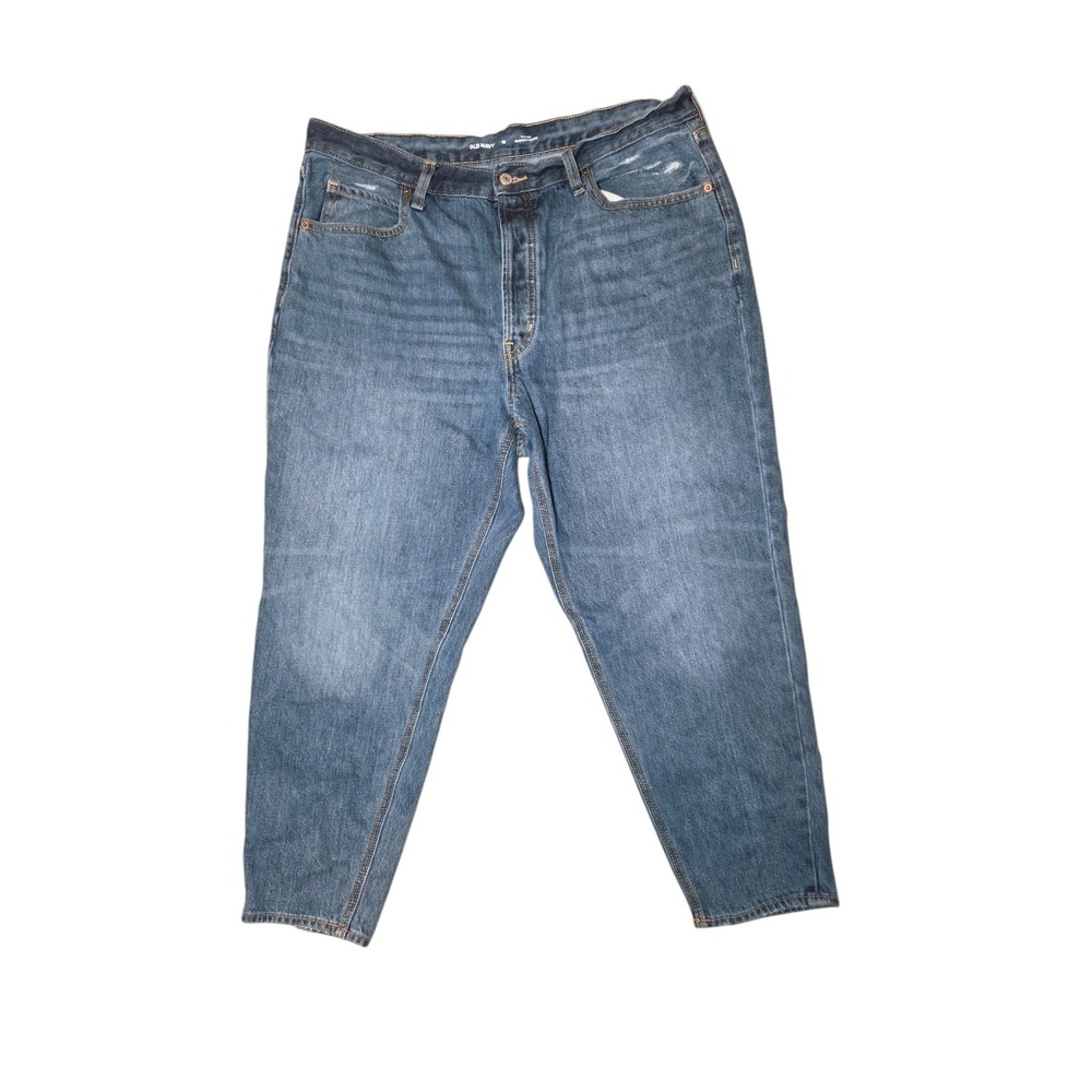 Old Navy High Rise Slouchy Taper Medium Wash Jeans Slight Crop 16 (36x25)